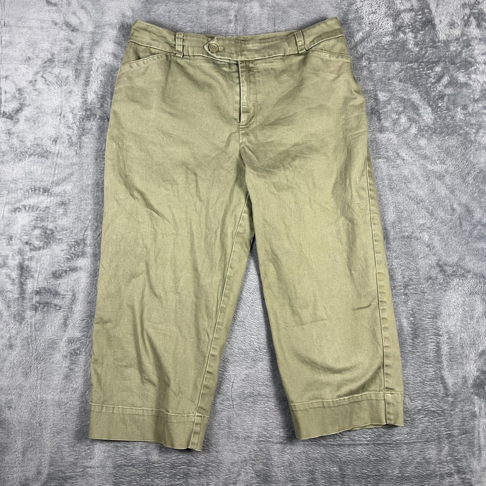 St. John's Bay Capri Pants Womens 8 Olive Green Cotton Stretch Straight Leg